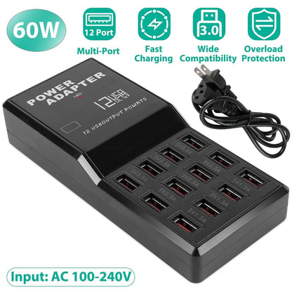 Multi 12 Port USB Charging Station Hub