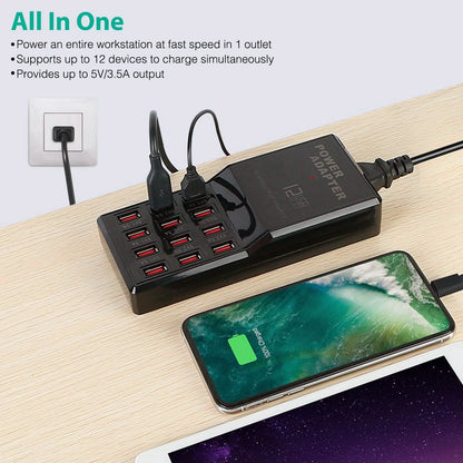 Multi 12 Port USB Charging Station Hub