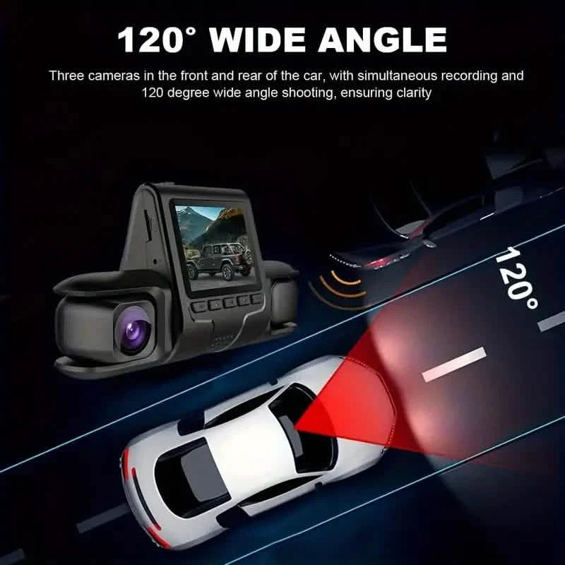 Car Dashcam Recorder, 2.0 Inch Screen Dual Lens HD Night Monitoring Mini Dash Cam