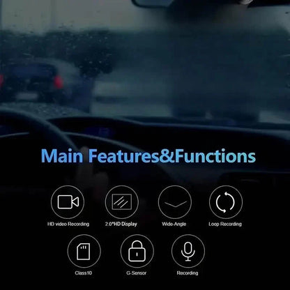 Car Dashcam Recorder, 2.0 Inch Screen Dual Lens HD Night Monitoring Mini Dash Cam