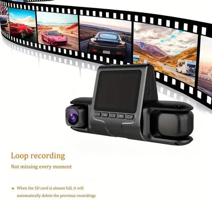 Car Dashcam Recorder, 2.0 Inch Screen Dual Lens HD Night Monitoring Mini Dash Cam