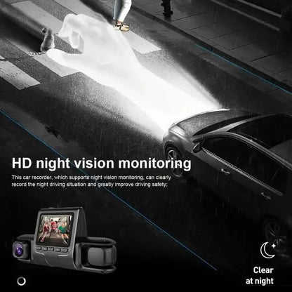 Car Dashcam Recorder, 2.0 Inch Screen Dual Lens HD Night Monitoring Mini Dash Cam