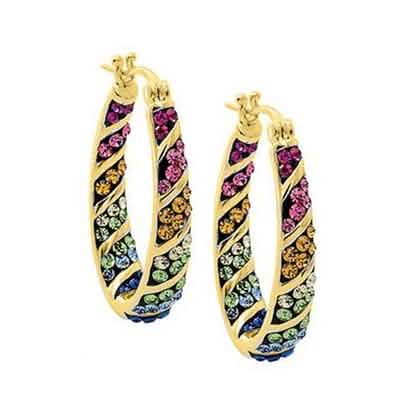 Multi-Color Graduated Crystal Inside Out Hoops
