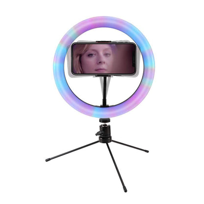 Multi-Color LED Selfie Ring Light with Small Tripod