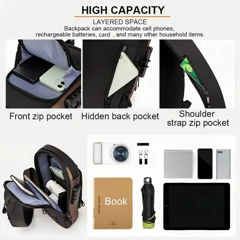 Multi-functional Trendy Sling Bag with Password Lock
