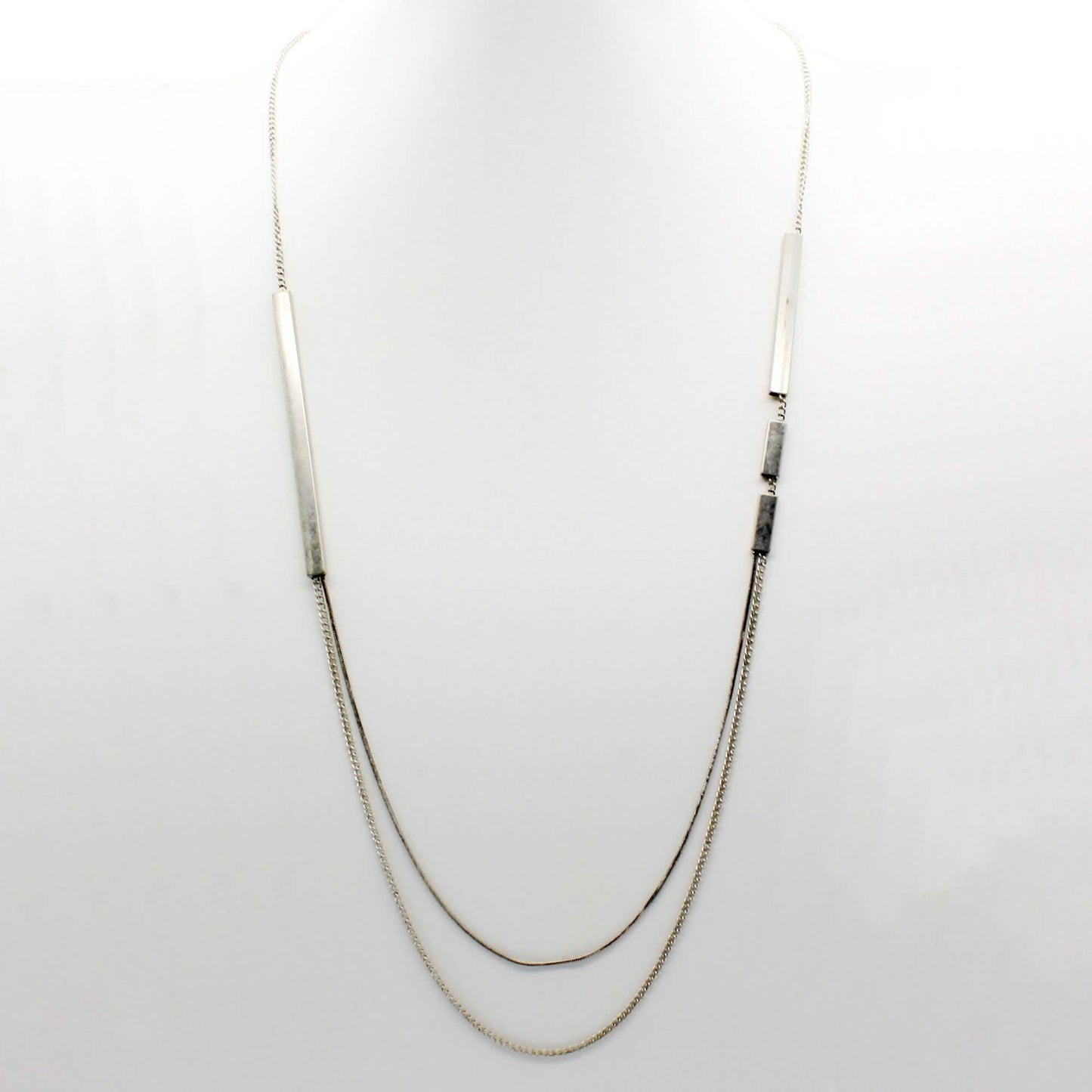 Multi-Layer Silver Bar Necklace