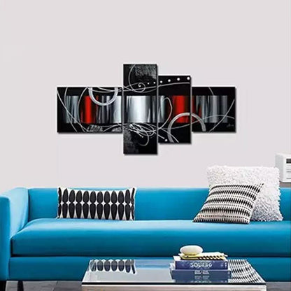 Multi-Panel Modern Abstract Paintings on Canvas Stretched on Wood