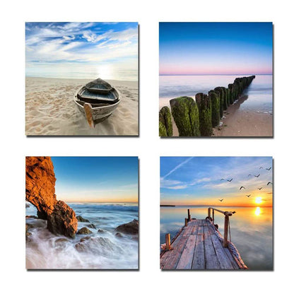 Multi-Panel Modern Abstract Paintings on Canvas Stretched on Wood