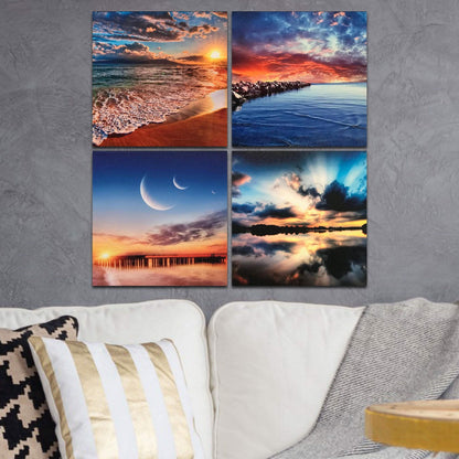 Multi-Panel Modern Abstract Paintings on Canvas Stretched on Wood