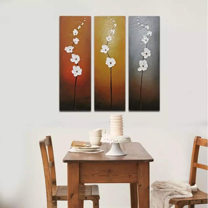 Multi-Panel Modern Abstract Paintings on Canvas Stretched on Wood