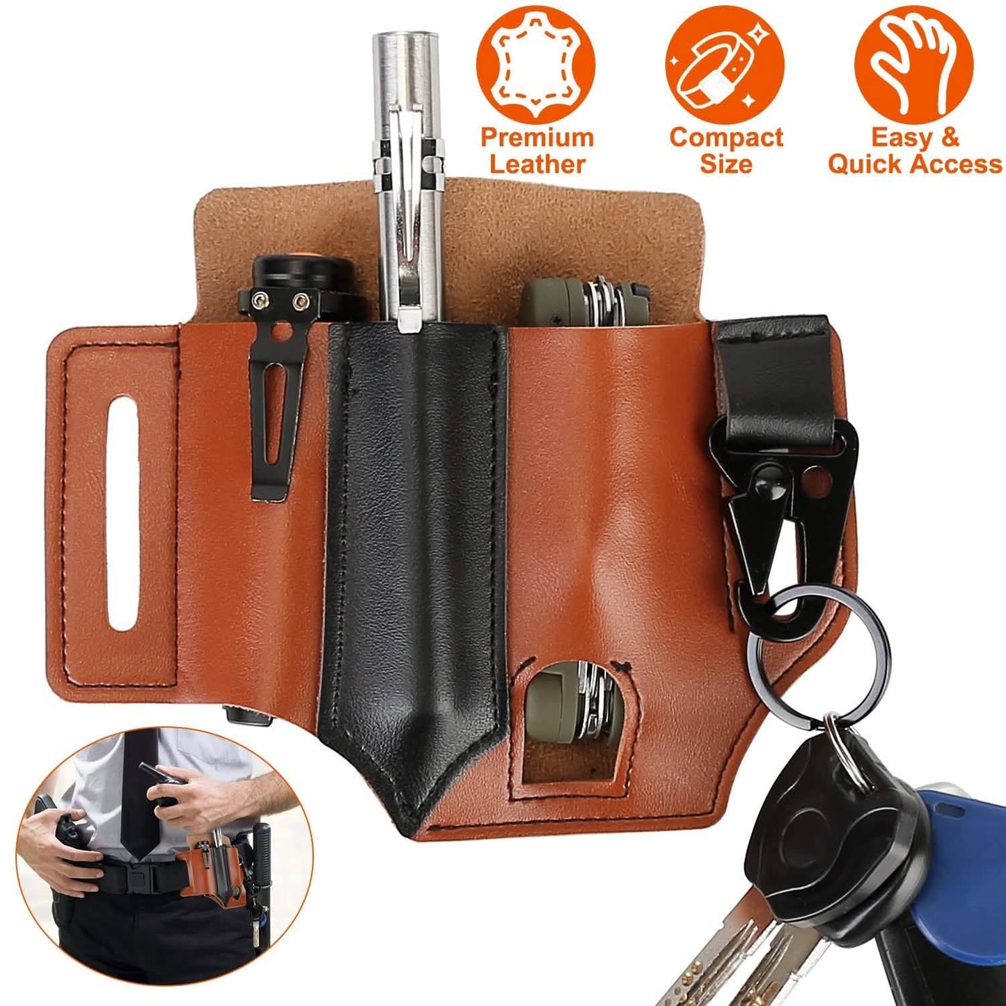 Multi-tool Sheath for Belt Leather EDC Pocket Organizer