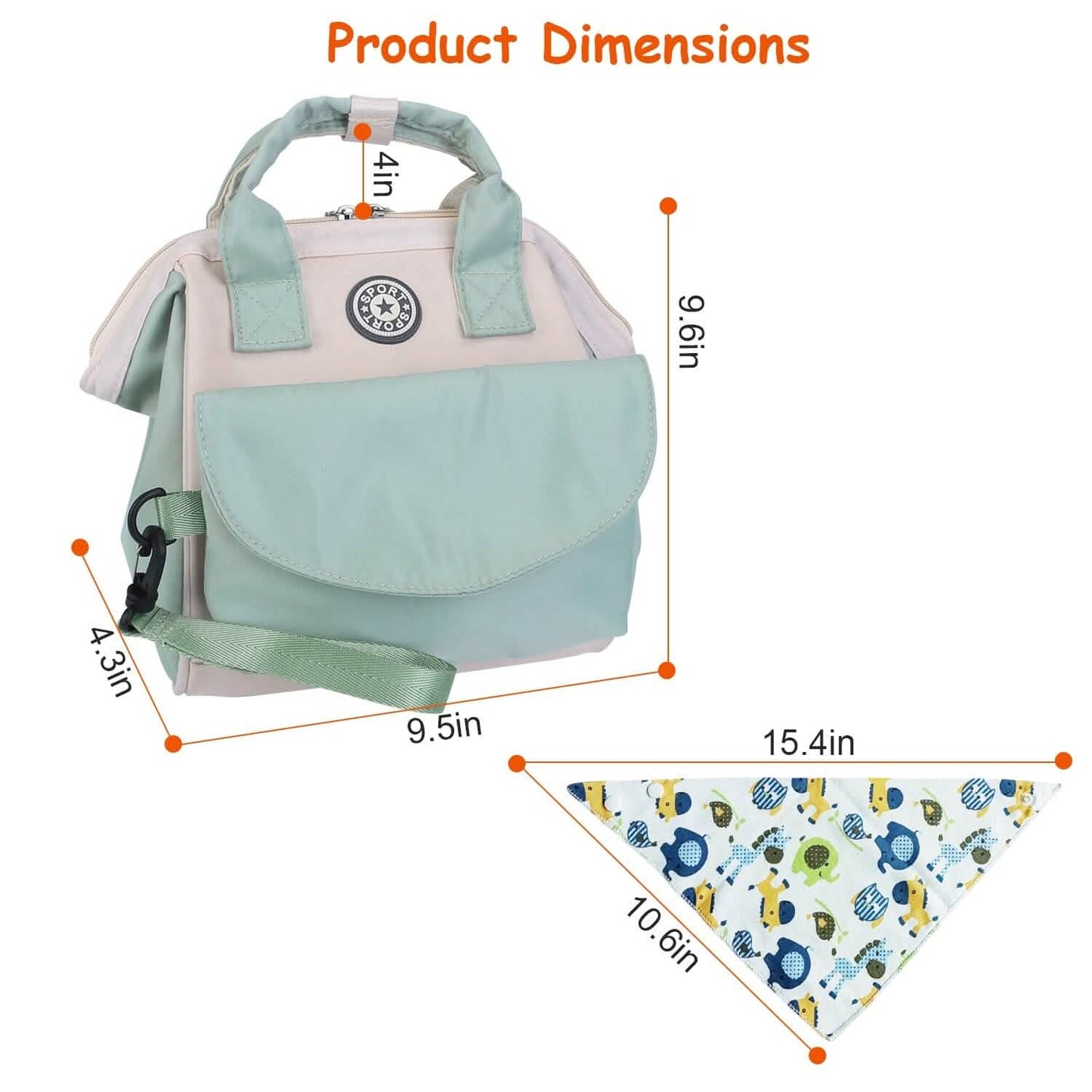 Multifunctional Diaper Changing Bag with 2 Insulated Pockets Commute Bag