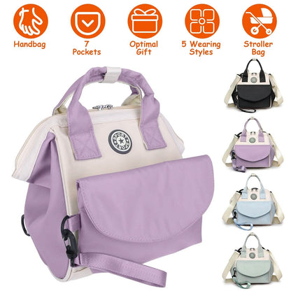 Multifunctional Diaper Changing Bag with 2 Insulated Pockets Commute Bag