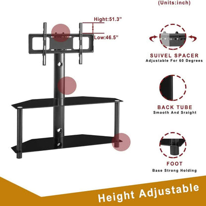 Multifunctional Tempered Glass Metal Frame Floor TV Stand