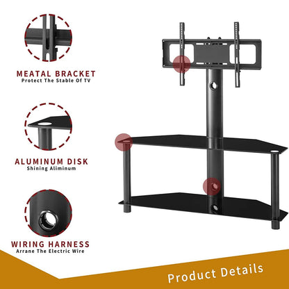 Multifunctional Tempered Glass Metal Frame Floor TV Stand