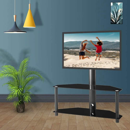 Multifunctional Tempered Glass Metal Frame Floor TV Stand