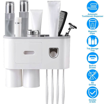 Multifunctional Wall Mount Toothbrush Holder Rack Organizer
