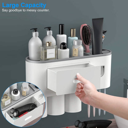 Multifunctional Wall Mount Toothbrush Holder Rack Organizer