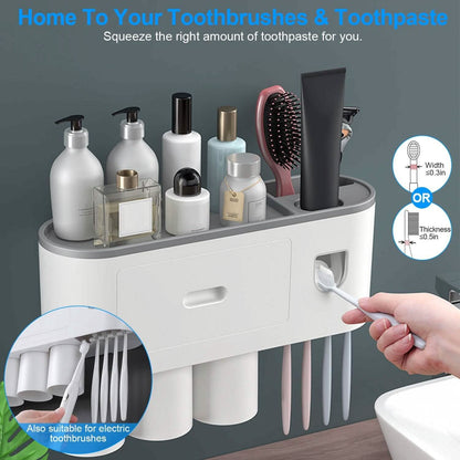 Multifunctional Wall Mount Toothbrush Holder Rack Organizer