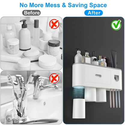 Multifunctional Wall Mount Toothbrush Holder Rack Organizer