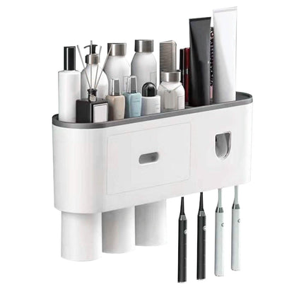 Multifunctional Wall Mount Toothbrush Holder Rack Organizer