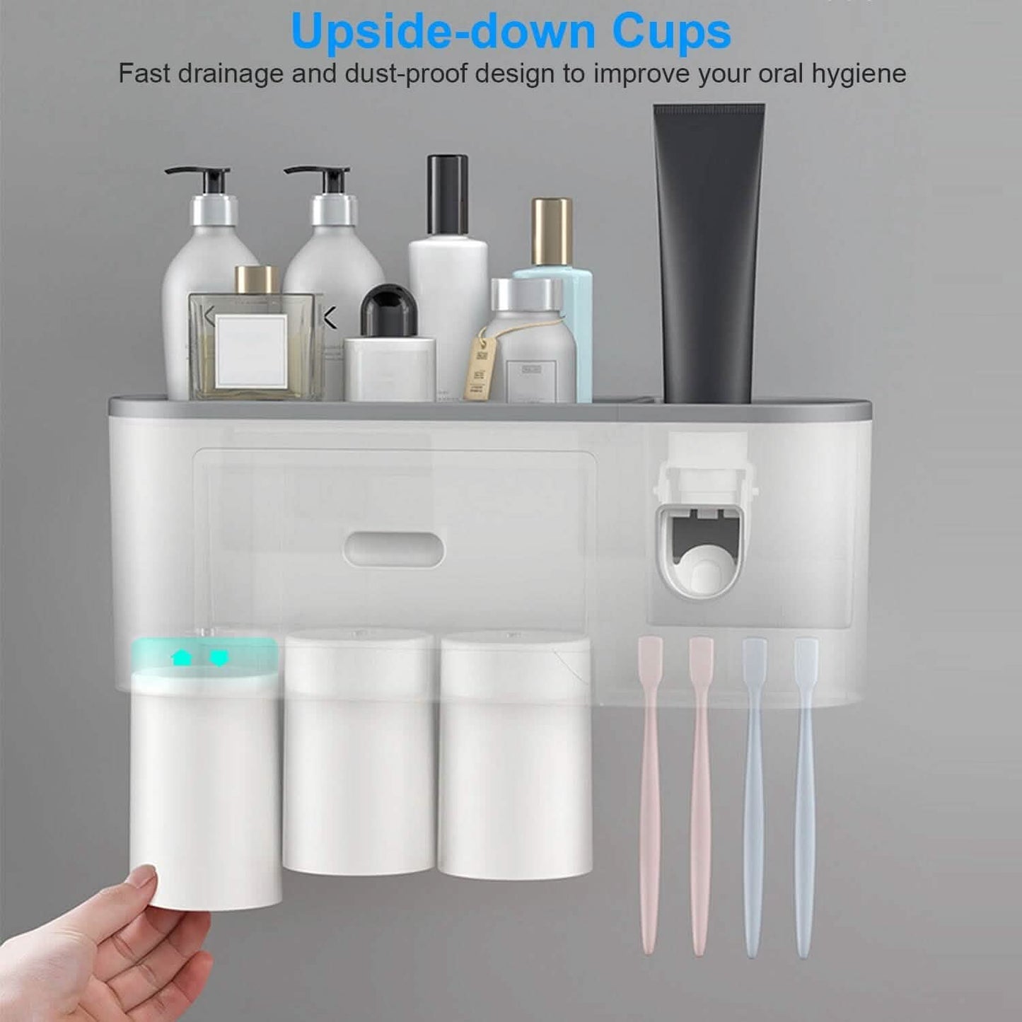 Multifunctional Wall Mount Toothbrush Holder Rack Organizer
