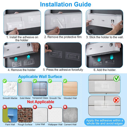 Multifunctional Wall Mount Toothbrush Holder Rack Organizer