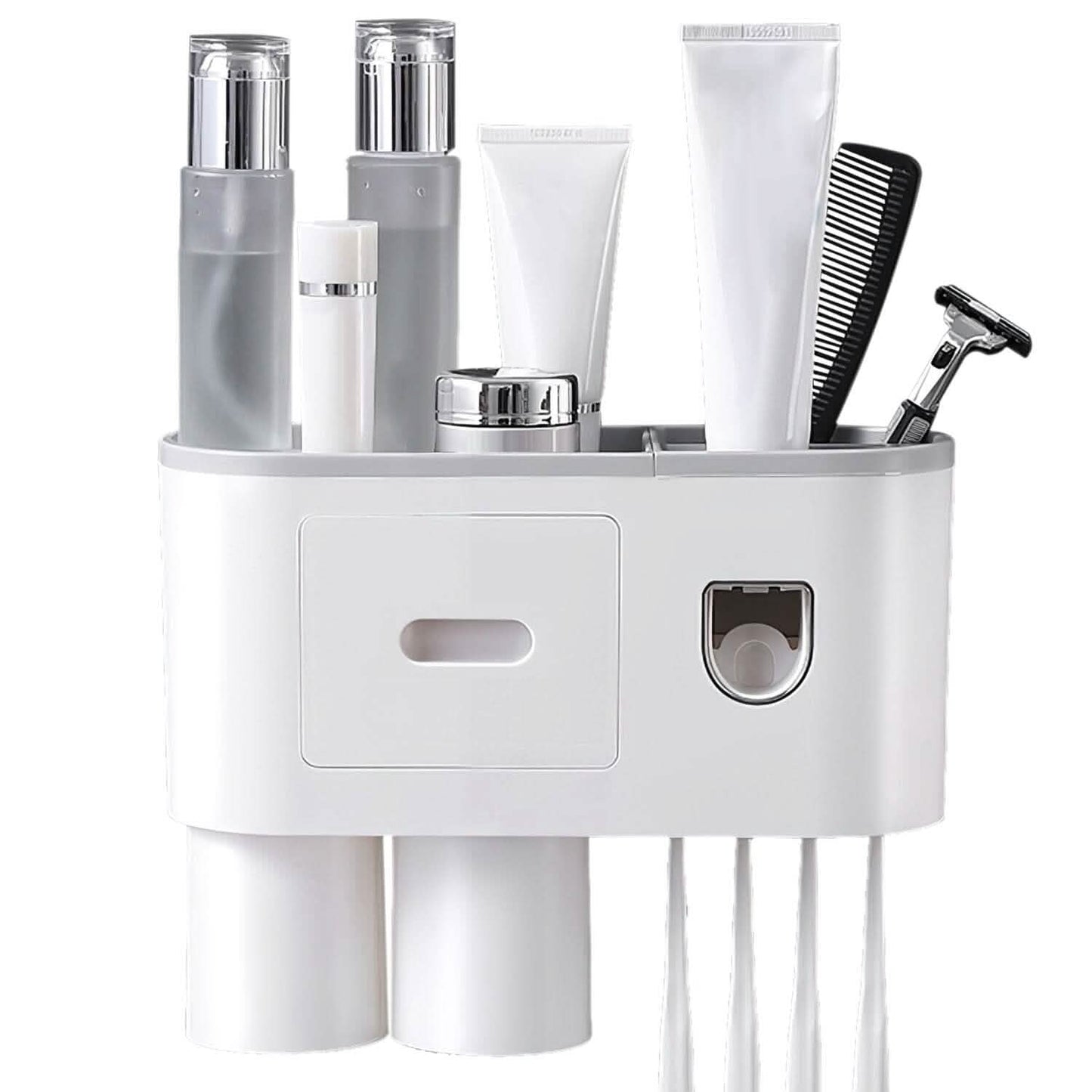 Multifunctional Wall Mount Toothbrush Holder Rack Organizer