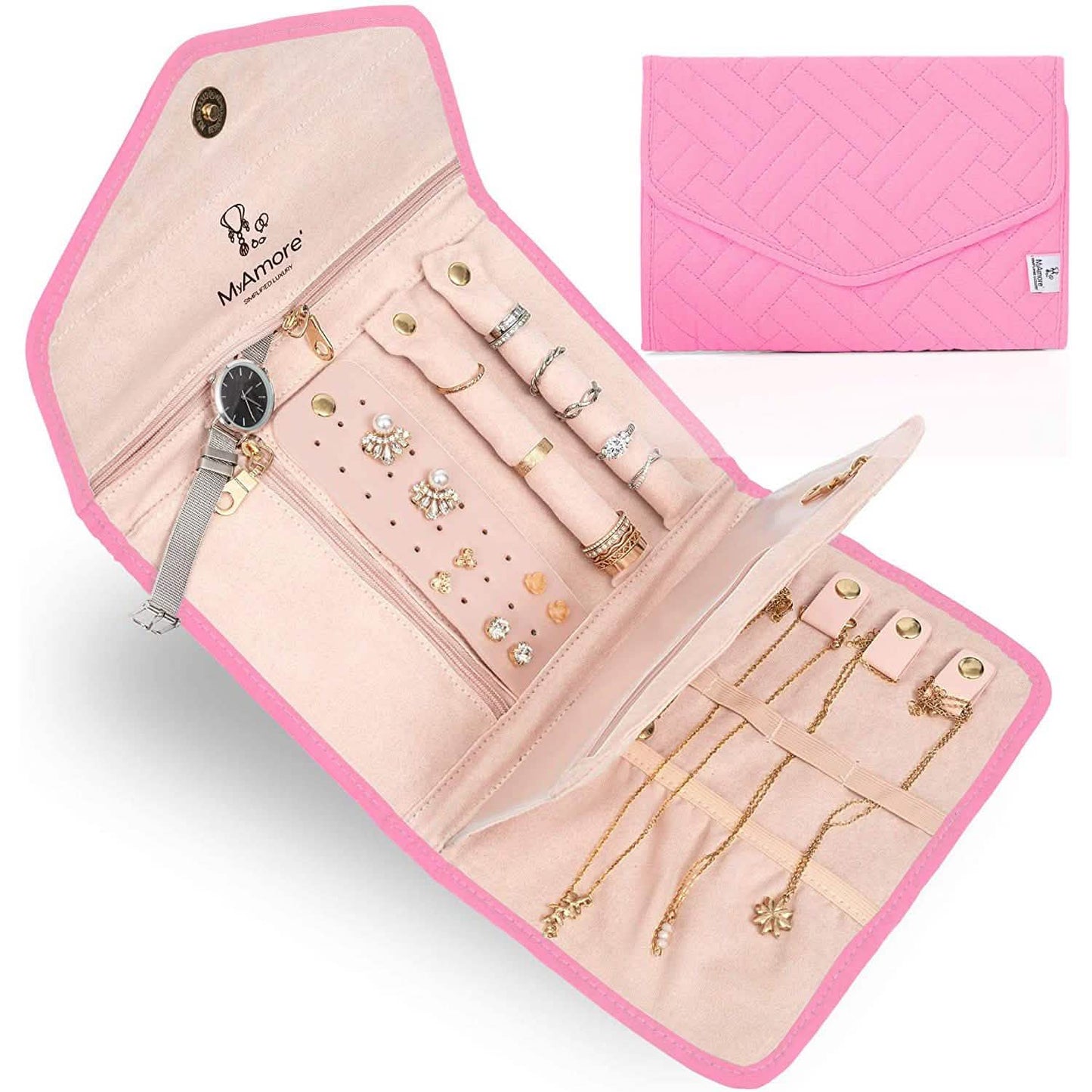 MyAmore' Jewelry Roll Travel Case