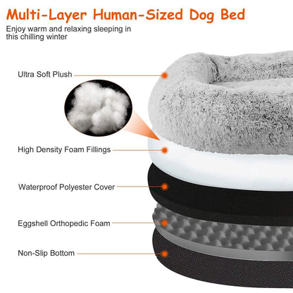 Napping Human-Sized Dog Bed Machine Washable Zipped Removable Cover