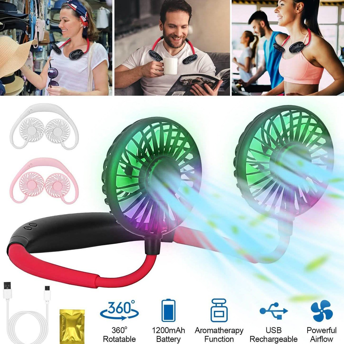 Neck Hanging Fan Hand Free Portable
