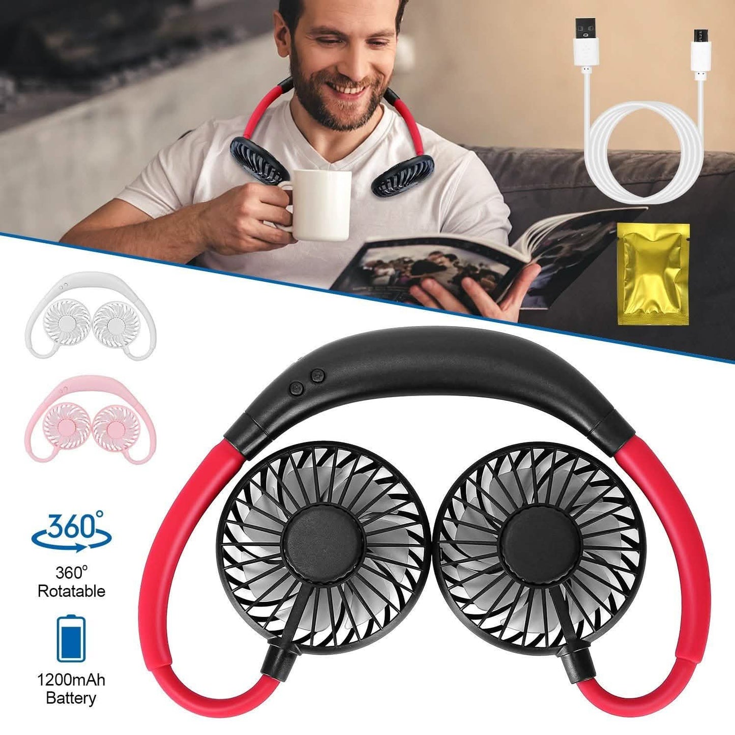 Neck Hanging Fan Hand Free Portable