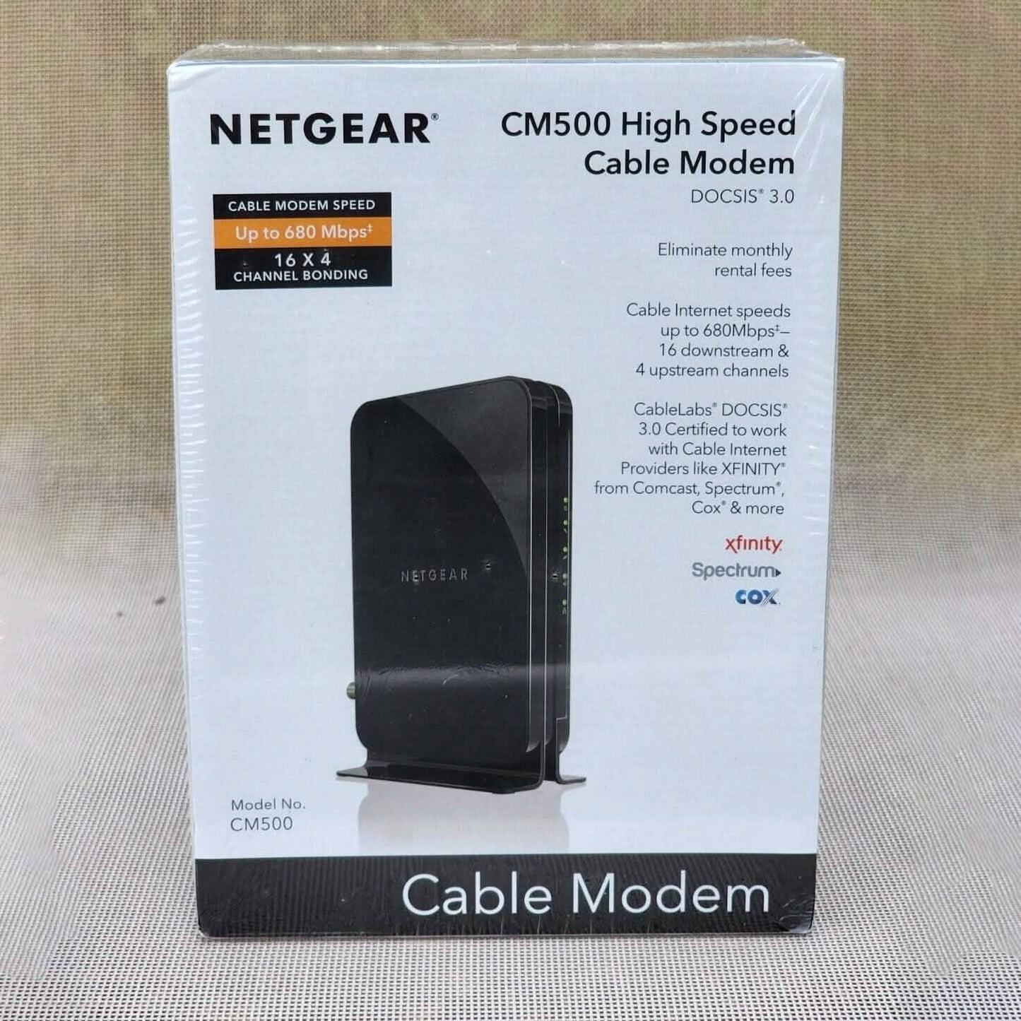 Netgear CM500 High Speed Cable Modem Up to 680 Mbps 16X4 Channel Bonding  (Refurbished)