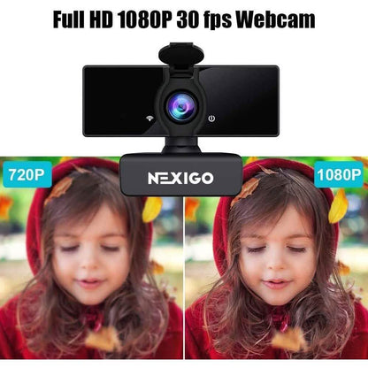 USB FHD Web Computer Camera with Dual Microphone & Privacy Cover