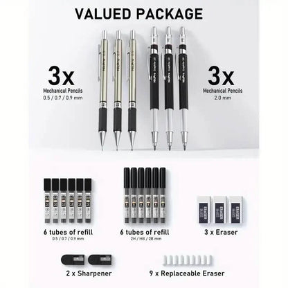 Nicpro Art Mechanical Pencil Set for Writing, Sketching, Drawing With Lead Refills Case