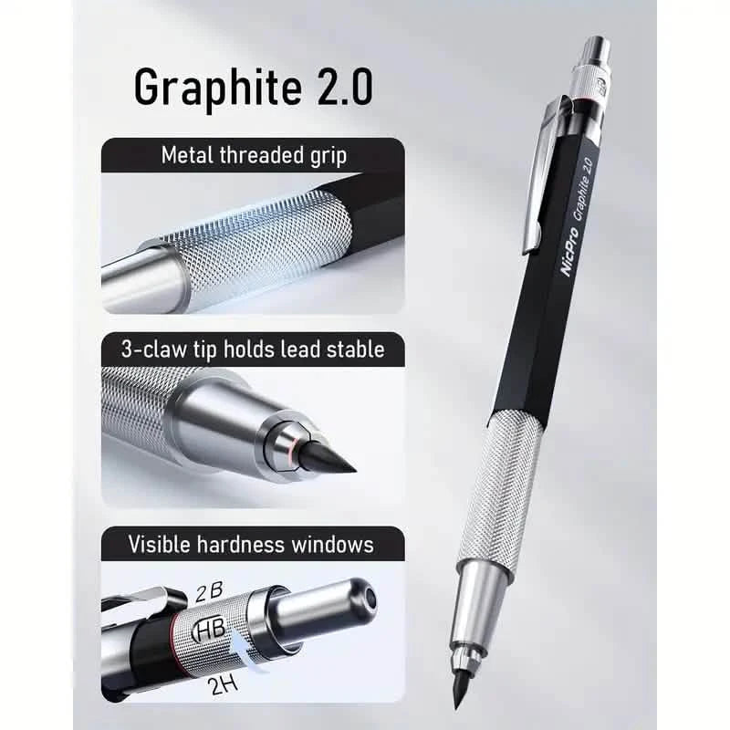 Nicpro Art Mechanical Pencil Set for Writing, Sketching, Drawing With Lead Refills Case