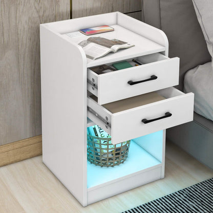 Nightstand with Charging Station and LED Lights