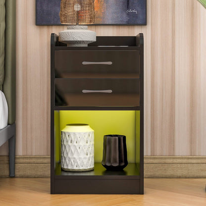 Nightstand with Charging Station and LED Lights