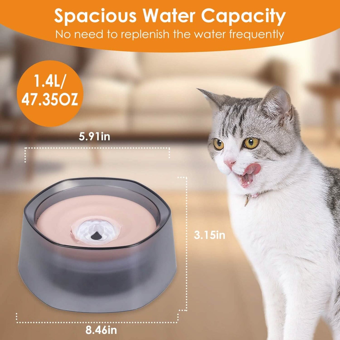No Spill Dog Cat Water Bowl Spill Proof Slow Water Feeder