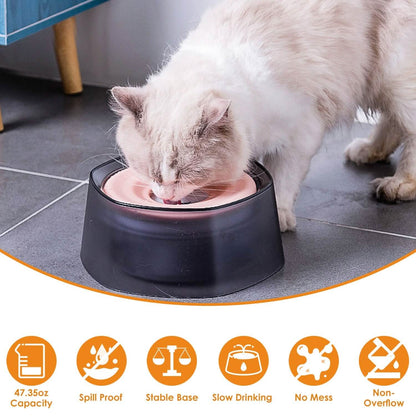 No Spill Dog Cat Water Bowl Spill Proof Slow Water Feeder