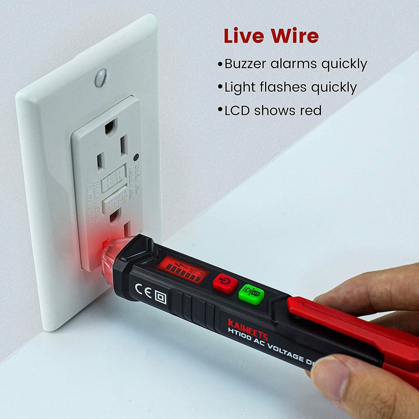 Non-Contact Voltage Tester with Dual Range AC 12V-1000V/48V-1000V