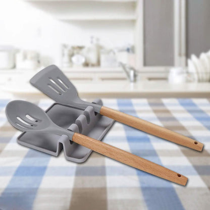 Non-Slip Heat Resistant Silicone Multiple Utensil Rest with Drip Pad