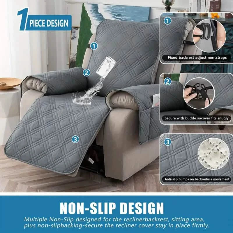 Non Slip Recliner Chair Cover, Washable Reclining Chair/Furniture Protector