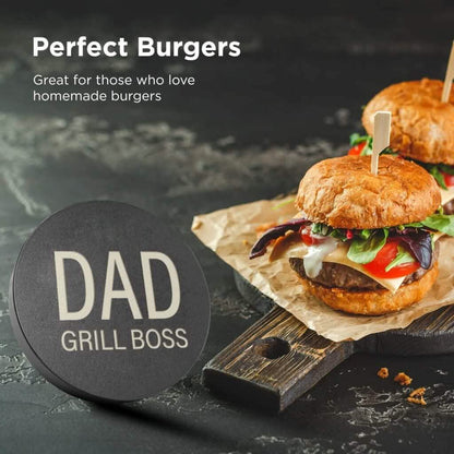 Non-Stick Aluminum Hamburger Press Patty Maker BBQ Burger Mold “Dad Grill Boss”