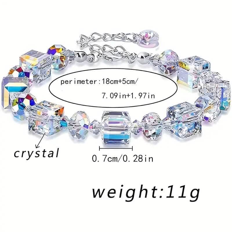 Northern Lights Artificial Crystal Bracelet 7"+ 2" Extension Chain