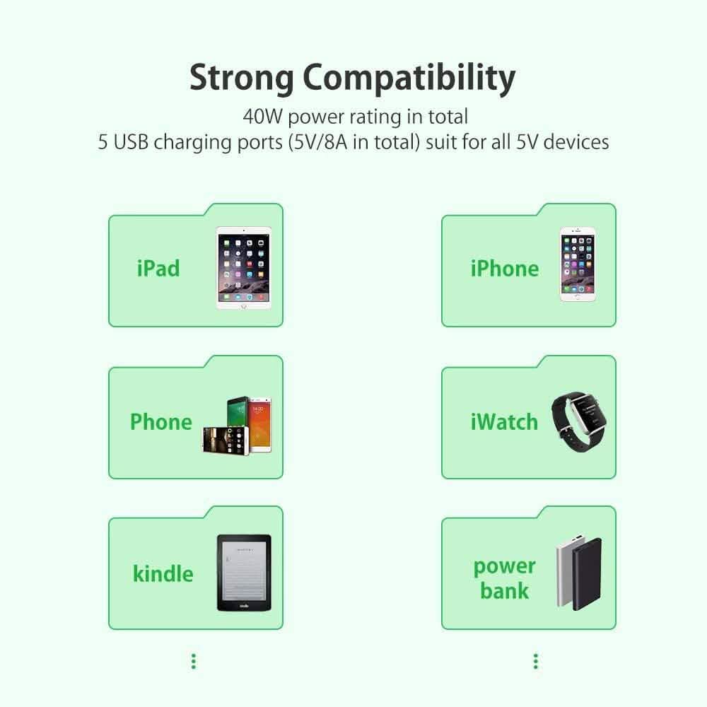 NTONPOWER Smartphone Charging Station 5 USB Ports Dock & Organizer