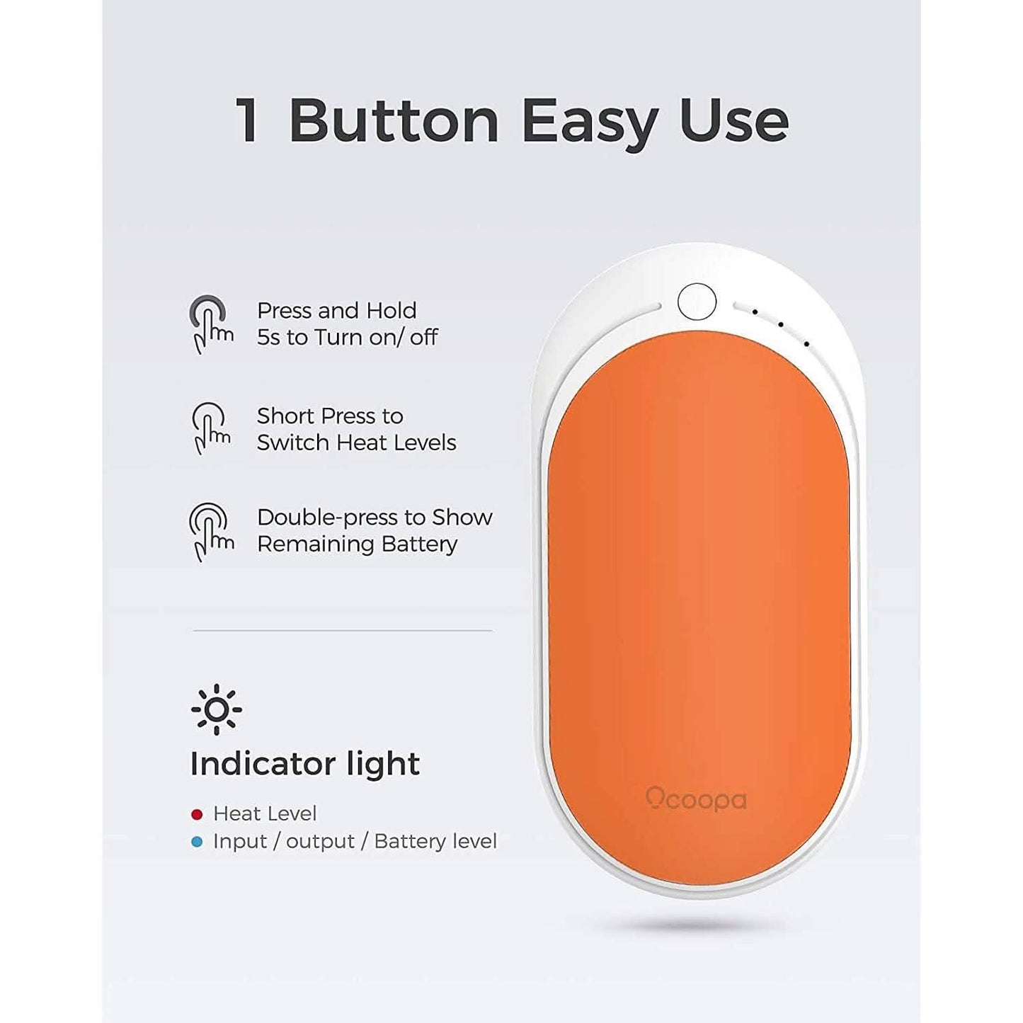 OCOOPA 5200 mAh Electric Portable Pocket Hand Warmer/Power Bank