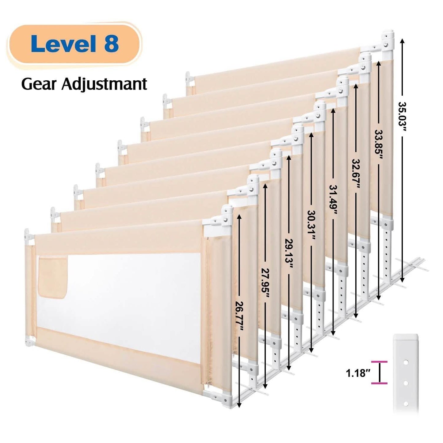 Odoland 70in Foldable Baby Toddler Safety Bed Rail Anti Falling Guard