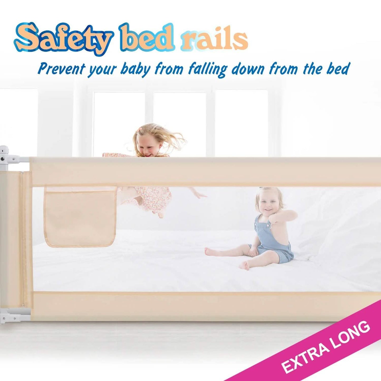 Odoland 70in Foldable Baby Toddler Safety Bed Rail Anti Falling Guard