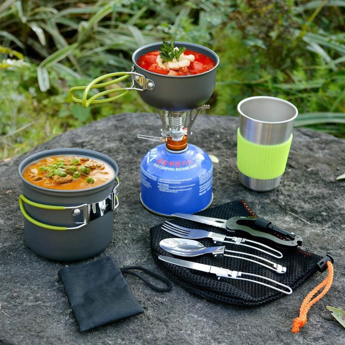 ODOLAND Camping Cookware Kit Lightweight Portable Cookware Set